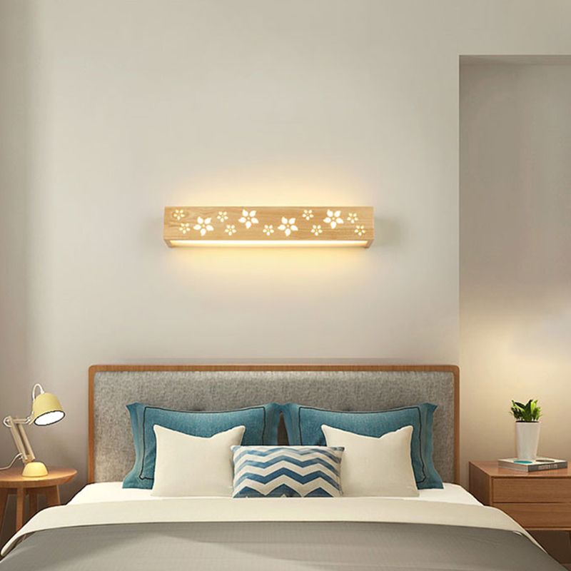 Lampada vanità di rettangolo di luce vanità in legno nordico con ombra acrilica per camera da letto