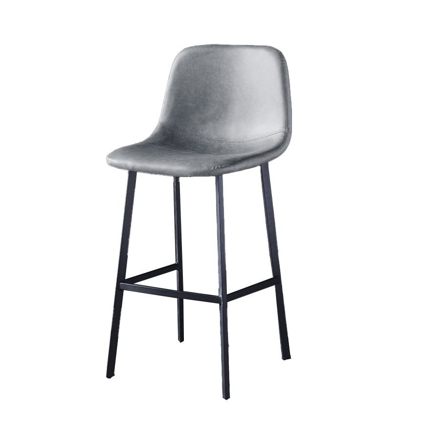 Industrial Style Low Back Bar-stool PU Leather Bar Stool with Metal Legs