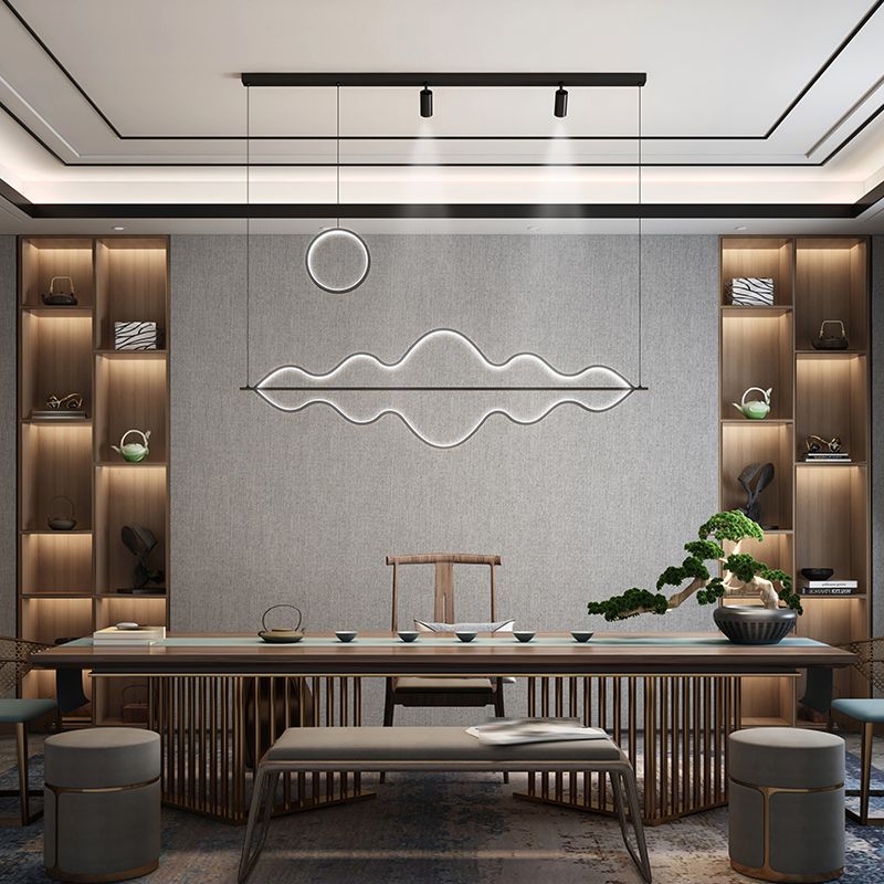 Contemporary Style Linear Island Lighting Metal 5 Light Island Lighting Ideas in Black