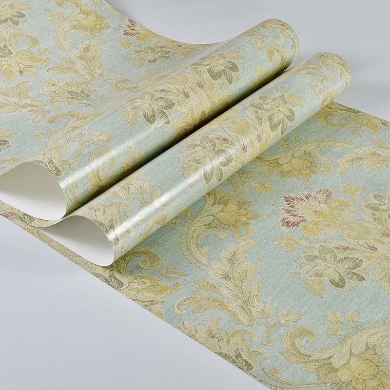Pastellgrüne Vlies-Deko-Tapete, Vintage-Blumen-Wandverkleidung, 33 Fuß x 20,5 Zoll