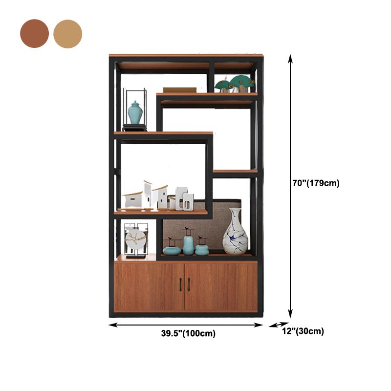 Modern Bookshelf with Doors Geometric Shelf Bookcase for Office