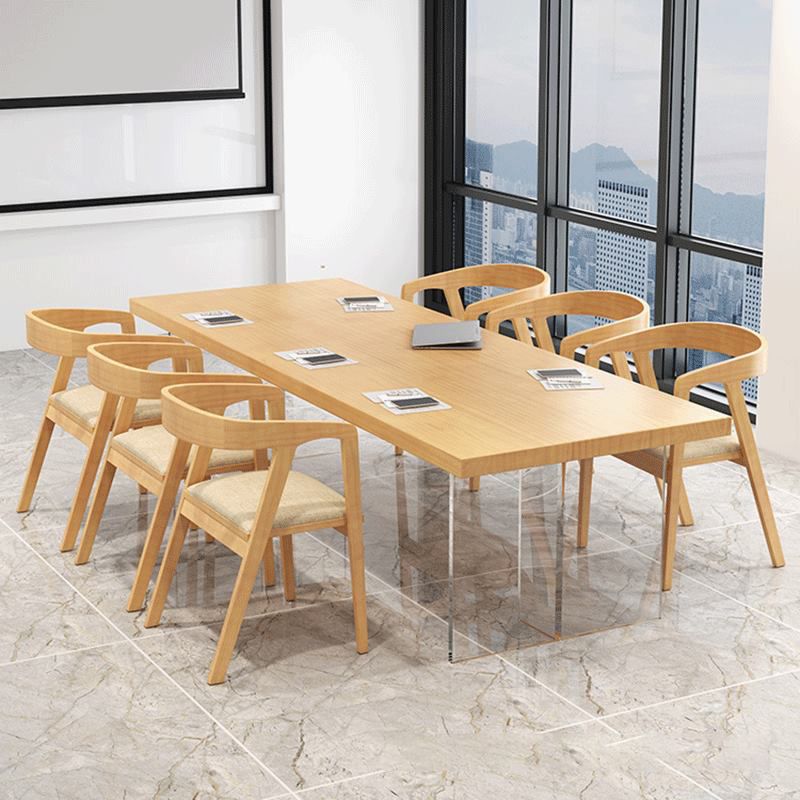 Modern 1/2/5/7 Pieces Rectangle Dining Set Solid Wood Top Dining Table with Chairs