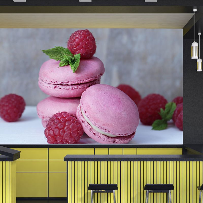 Contemporary Macaron Wall Mural Environment Friendly Wallpaper for Cake Shop