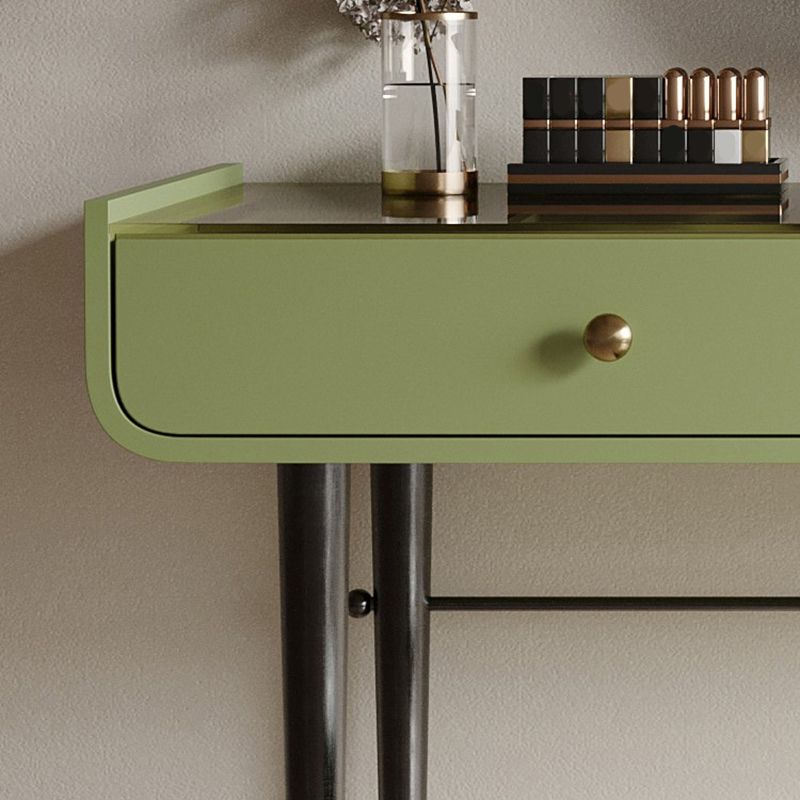 16.53" Wide Glass Makeup Counter Green Vanity Tables with 2 Storage Drawers