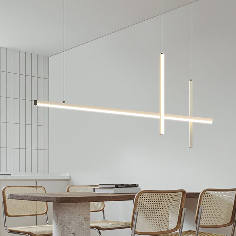 Modern Aluminium Island Lighting Fixtures Linear 3-Head Restaurant LED Suspension Lamp