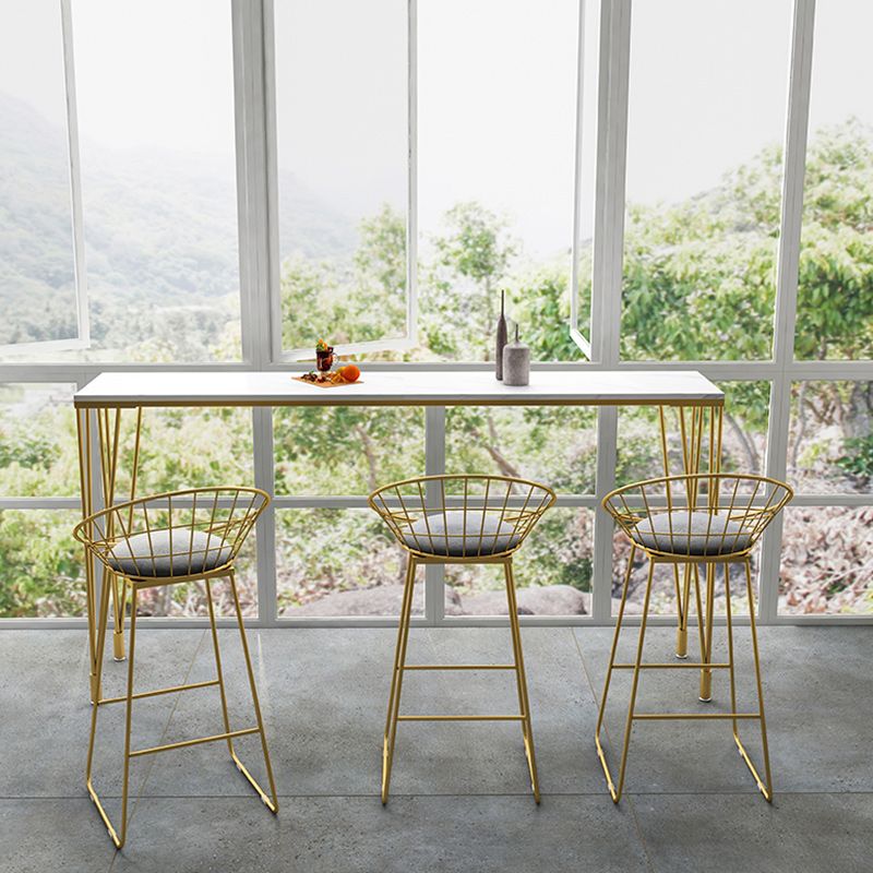 Stone Bar Dining Table Modern Rectangle Bar Table with 4 Legs Pedestal for Kitchen