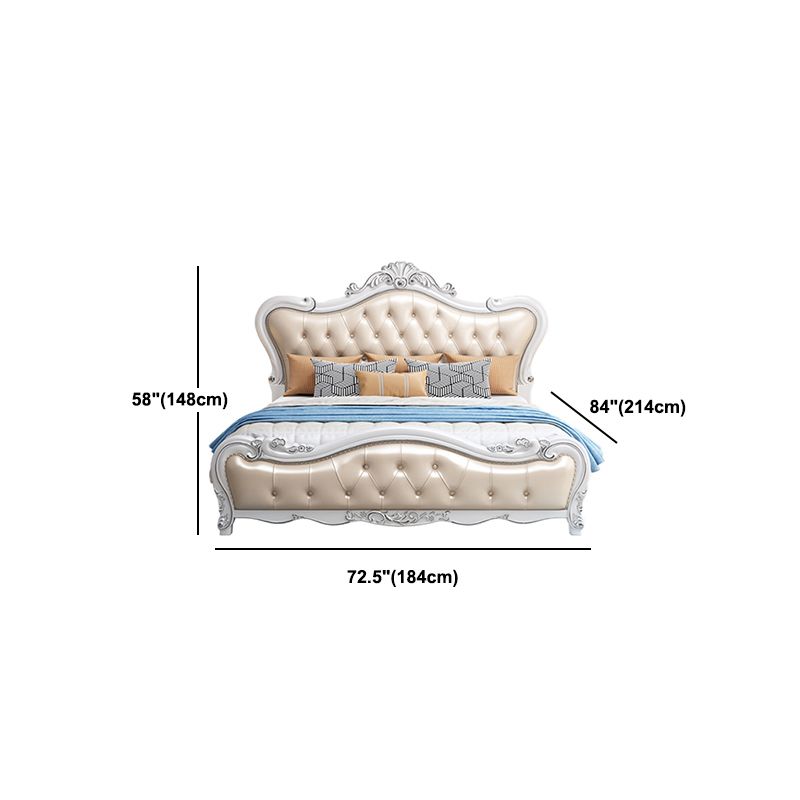 Modern Storage Wood Bed Button-tufted Bed Frame with Headboard