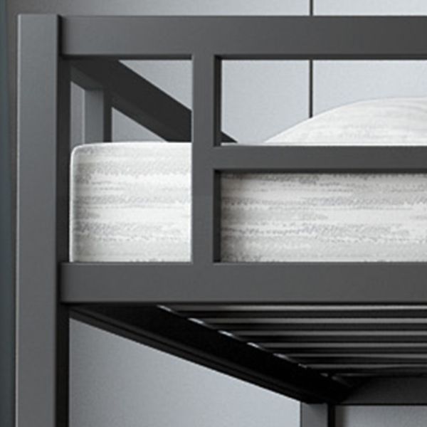 High Loft Bed with Stairway Modern Metallic Beds in Black & White