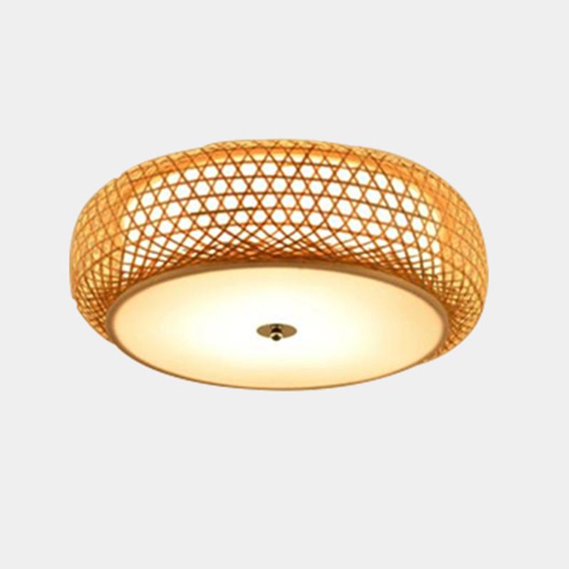 Luminaire de montage au plafond en rotin plafond asiatique affleurant