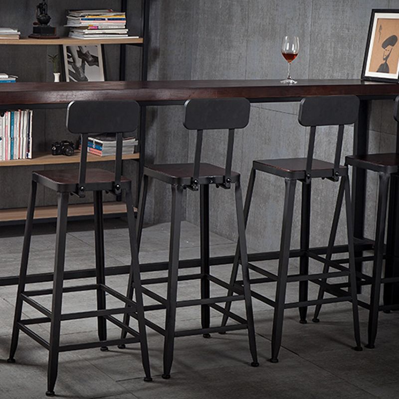 Contemporary Square Dining Stools Metal Bar Stools with Footrest