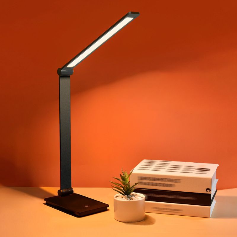 Lampada da tavolo pieghevole in metallo per camera da letto, lampada da tavolo USB con controllo touch-sensor stile task