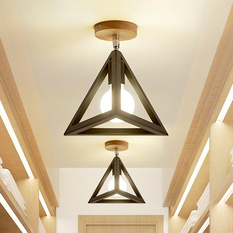 Plafonnier rotatif à 1 ampoule, carré/pyramide, moderne et élégant, métallique, noir/blanc, pour hall d'entrée et escalier