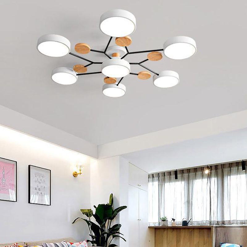 Luz de techo geométrico nórdico colorido LED de montaje de montaje para sala de estar para sala de estar