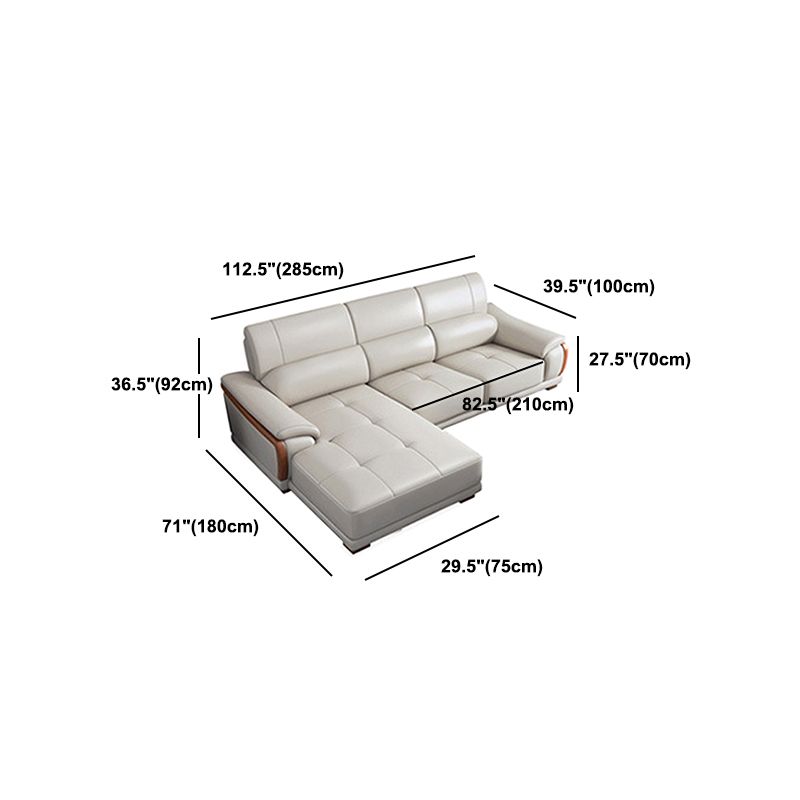 Nordic Style Sofa Bed Leather in Beige/grey/beige Cushioned Back Sofa