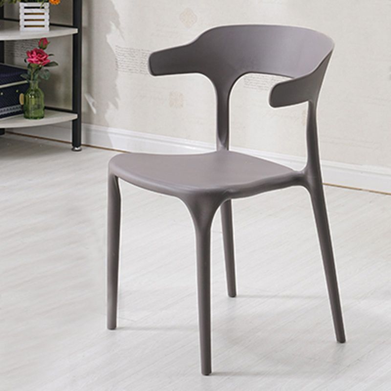 Stackable Open Back Dining Chairs Plastic Armless Dining Side Chair