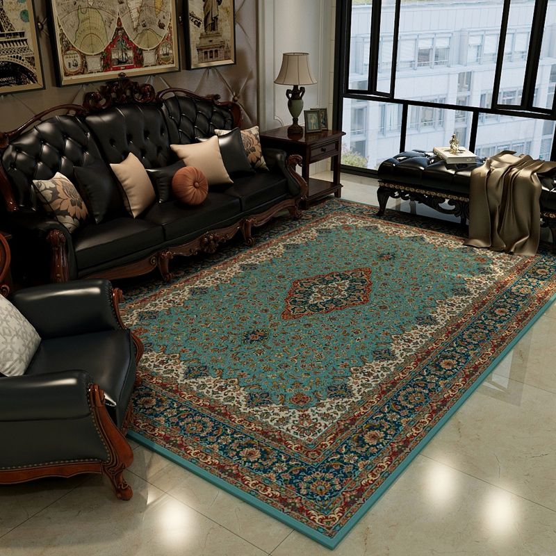 Tapis à cadre floral oriental Couleur foncé du tapis en polypropylène machine à lavage antidérapant la zone résistante à la tache de teinture pour salle familiale