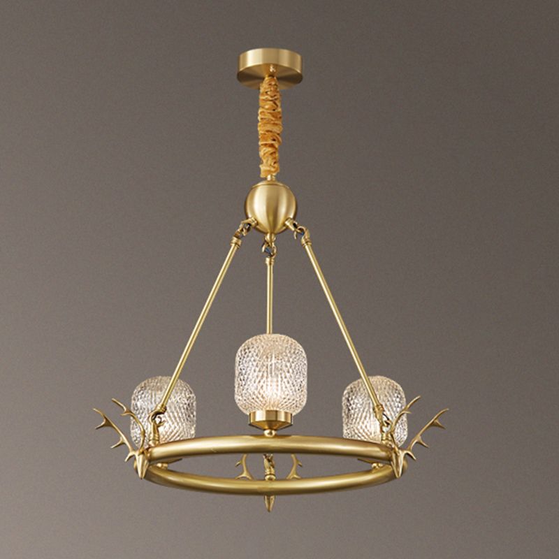Wagenrad-Kronleuchter-Beleuchtung moderne Multi-Head-Suspensionslicht mit klarem Glasschatten