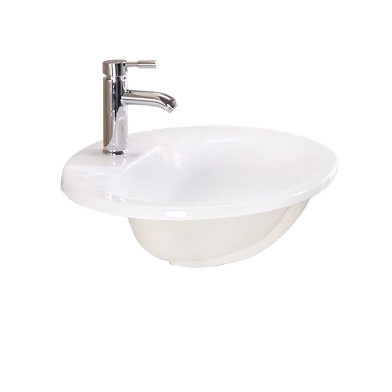 Oval Undermount Bathroom Sink Porcelain Shut-Off Valve Included Bathroom Sink