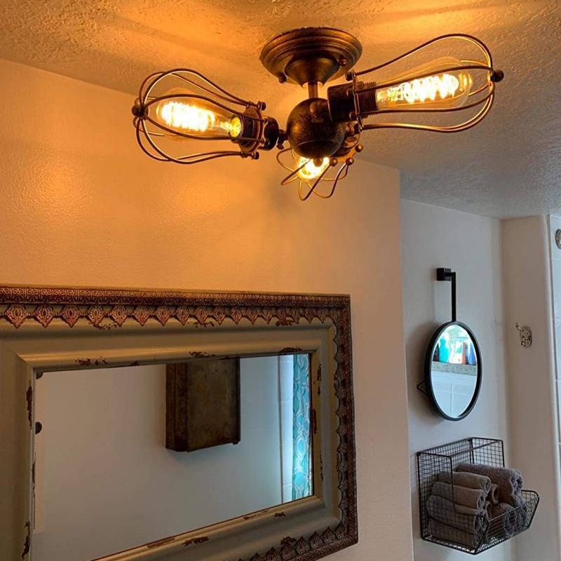 Chambre à cage en fil à proximité du plafonnier industriel metal rouille plafond monted léger