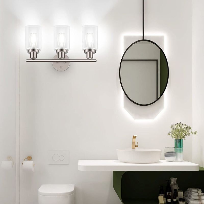 Metal and Glass Bathroom Vanity Lighting Multi - Light Bath Sconce in Chrome