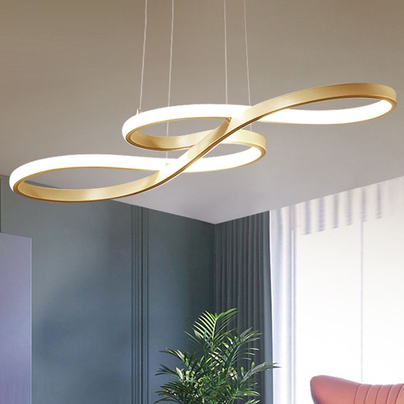 Modernismus -LED -Deckenanhänger mit Acrylschatten schwarz/weiß/gold verdrehter Hanglampe in warmem/weißem/natürlichen Licht, 29,5 "/39" breit