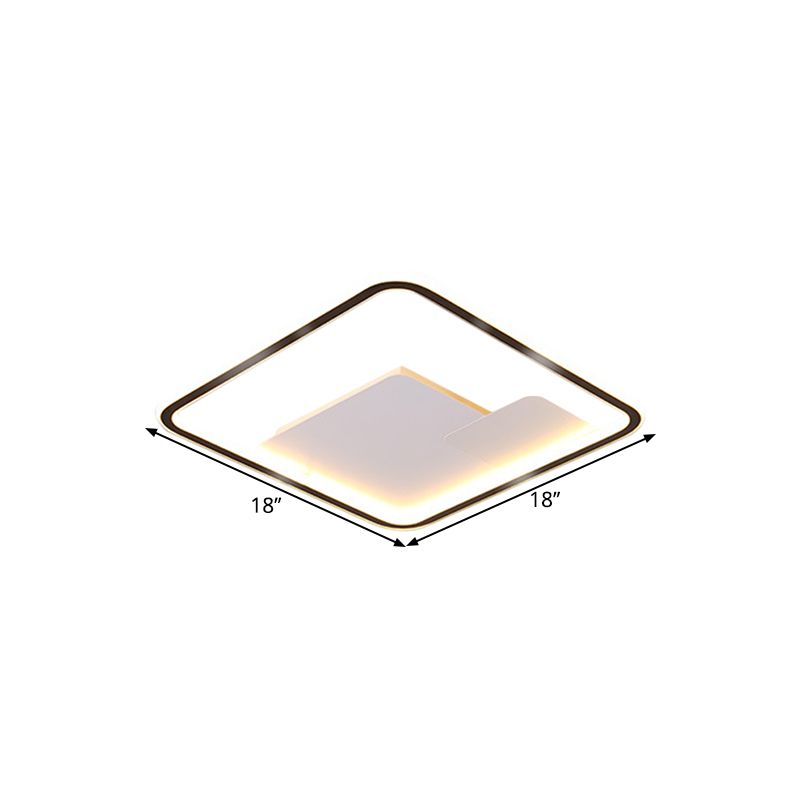Nordic Style Square Ceiling Fixture Metal 18"/21.5" Wide LED Bedroom Flush Mount Lighting in Black, Warm/White Light