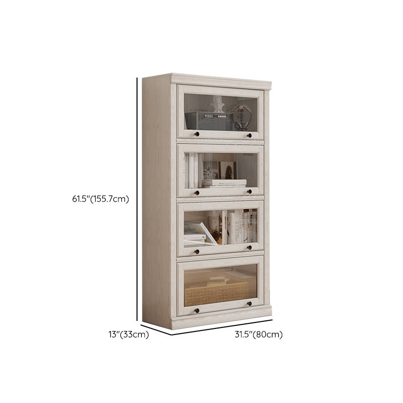 Wooden Standard Bookshelf Contemporary White Bookcase with Doors