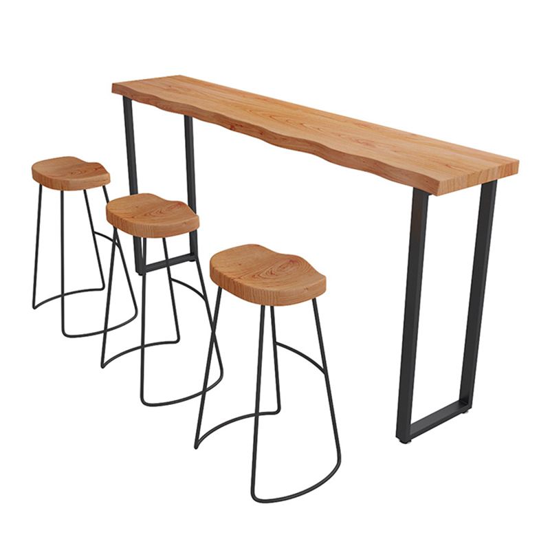 Contemporary Bar Table Set 1/2/4 Pieces Solid Wood Pub Table Set for Indoor