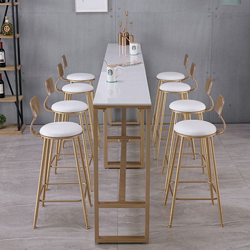 Glam Indoor 1/2/3/4/9 Pub Dining Set Pieces Rectangle White Marble Bistro Set