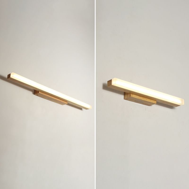 Metal Linear Shade Mirror Wall Lights Modern 1 Head Wall Mount Fixture in Brown