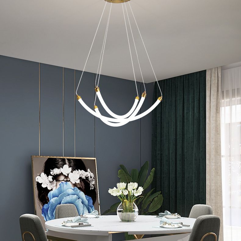 Acrylic Nest Shaped Chandelier Minimalistic Brass LED Pendant Light for Living Room