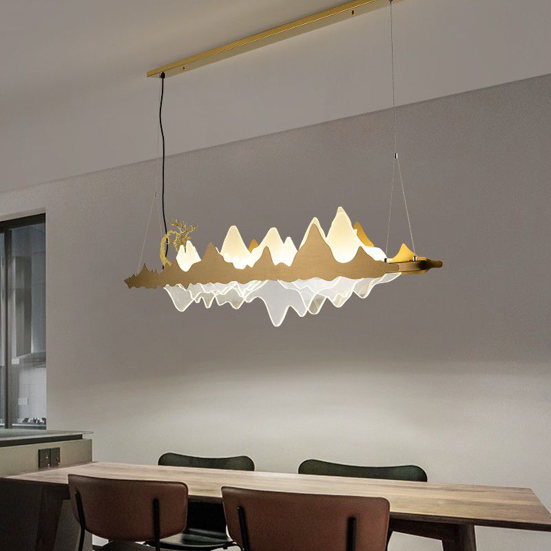 Idee per illuminazione dell'isola a led in metallo moderno lampada lampadario lineare per sala riunioni