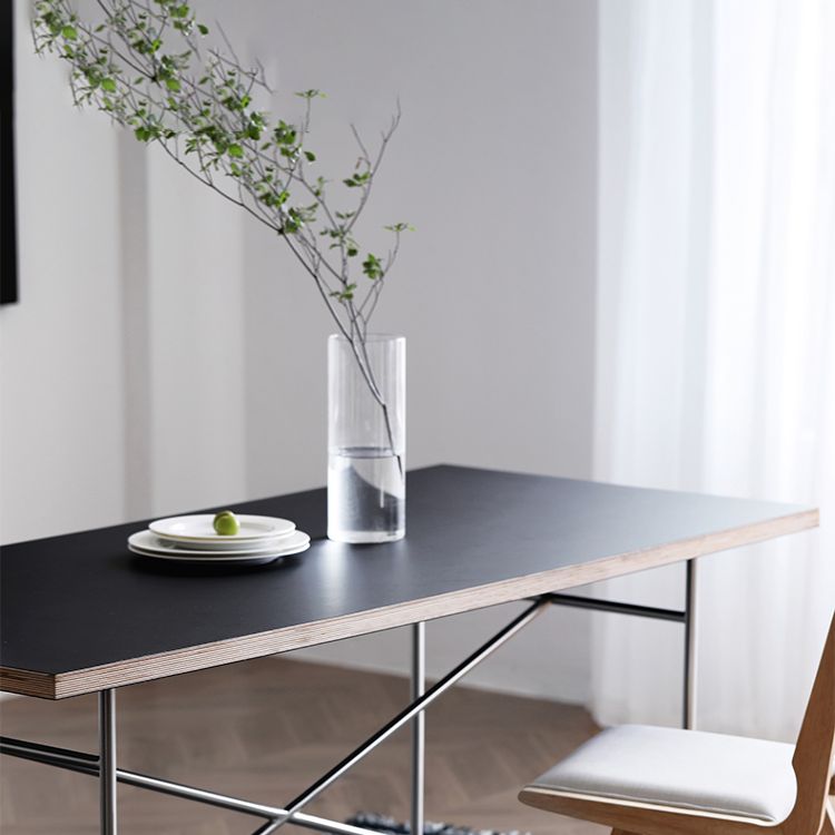 Rectangle Shape Dining Table Solid Wood Table Luxury Style with Sled Base
