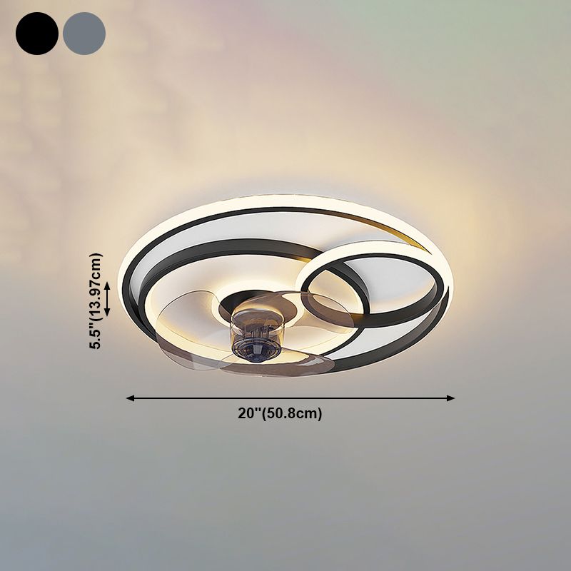 Moderne Metall Deckenventilator Lampe Cartoon LED Flush Mount Leuchte mit klarer Lüfterklinge