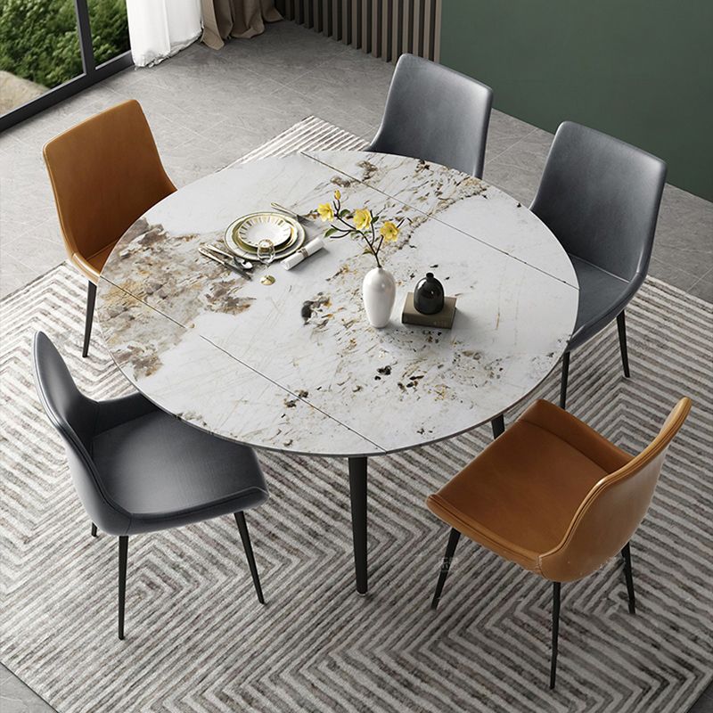 Extendable Luxury Dining Table Adjustable Sintered Stone Top Table with 4 Legs