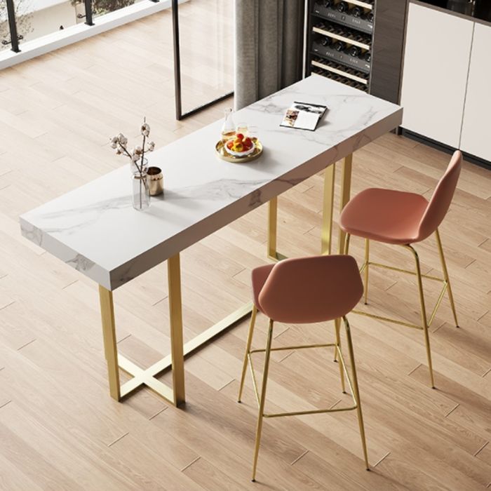 Rectangle Bistro Accent Dining Table Glam Pub Height Dining Table