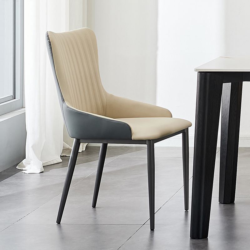 Industrial Arm Chair Solid Back Metal Dining Room Chair for Dining Room