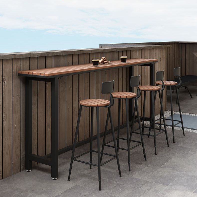 Modern Bar Table Set 1/2/5 Pieces Rectangle Wood Counter Table with Stools for Balcony