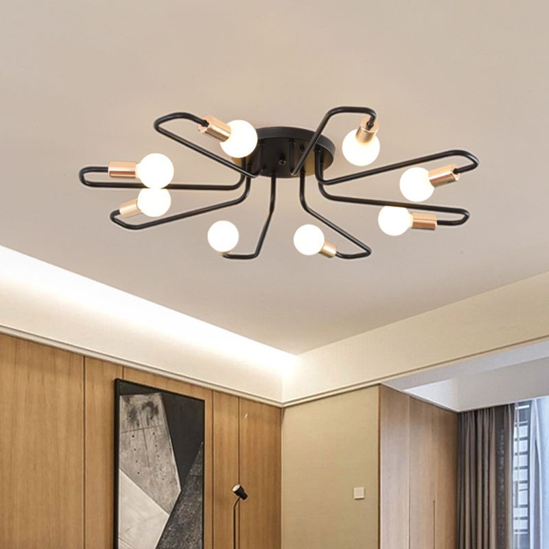 Sputnik Metal Semi Flush Mount in Industrial Retro Style Ceiling Fixture for Living Room