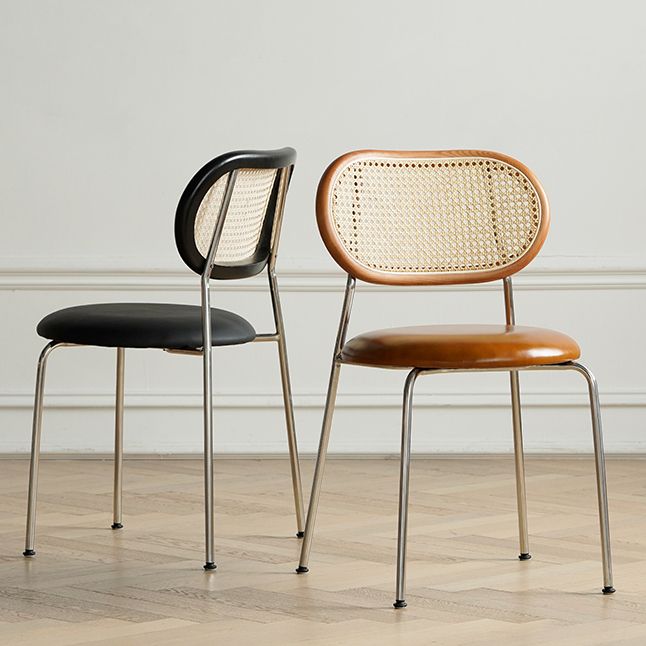 Industrial Dining Chair Leather Metal Base Dining Chair for Home