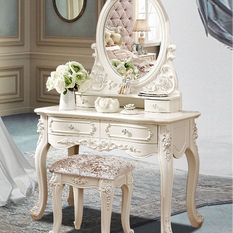 Victorian Solid Wood Vanity Dressing Table 4 Drawer Makeup Vanity Desk