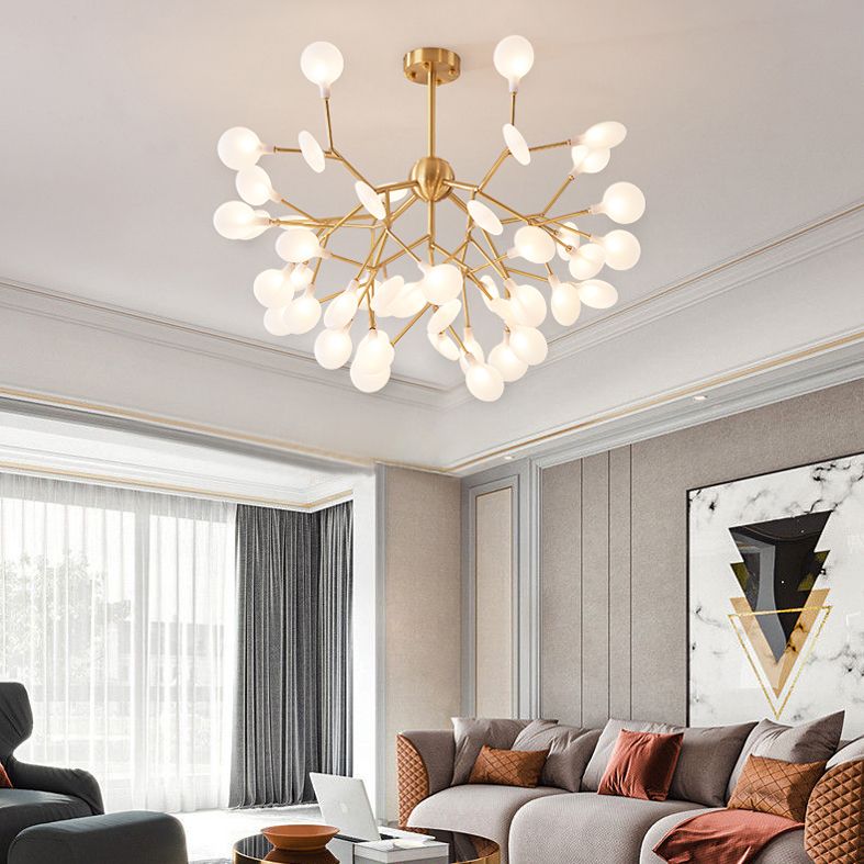 Koper sputnik hanglamp in moderne luxe stijl vuurvliegplafondlicht met acryl schaduw