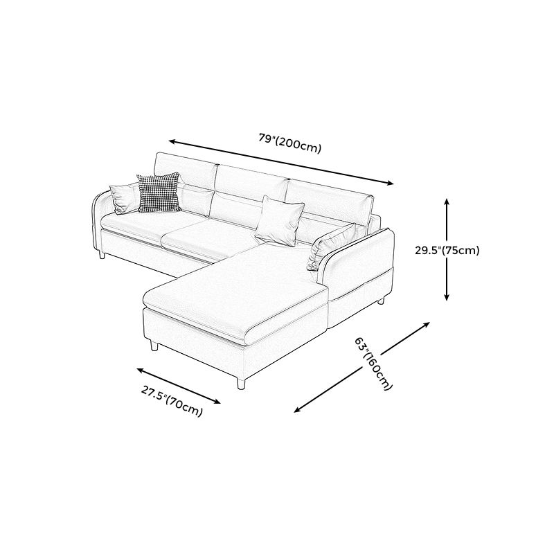 Stain Resistan Faux Leather Square Arm Sectional with Pillowed Back Cushions for Apartment