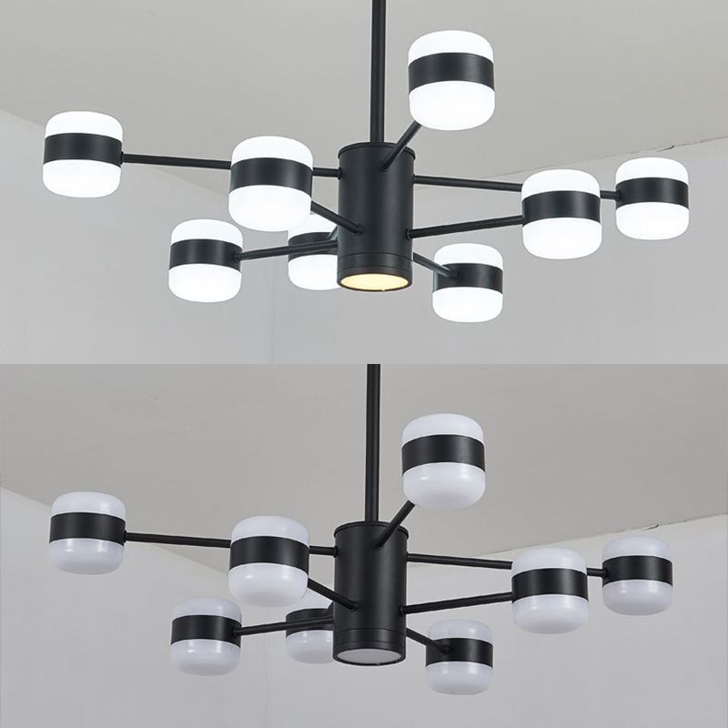 Minimalist LED Chandelier Pendant Light Black Shaded Hanging Light Fixture with Acrylic Shade