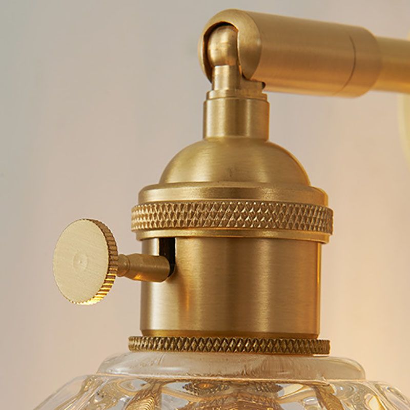 Metal 1-Light Wall Lamp in Modern Luxury Style Geometric Glass Wall Light in Gold