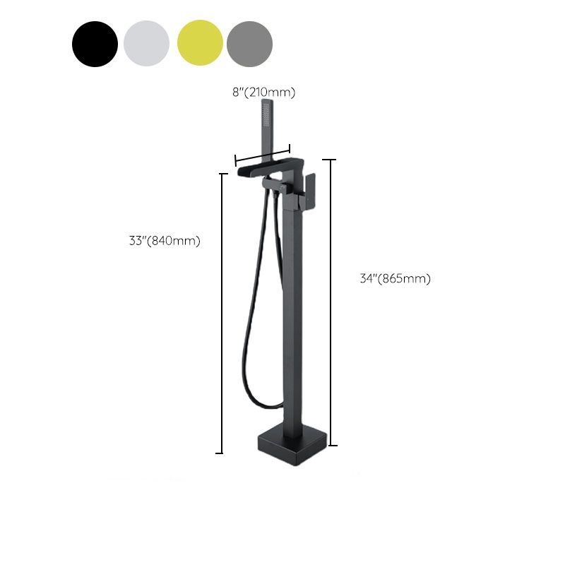 Modern Freestanding Tub Filler with Hand Shower Floor Mounted Bathroom Faucet