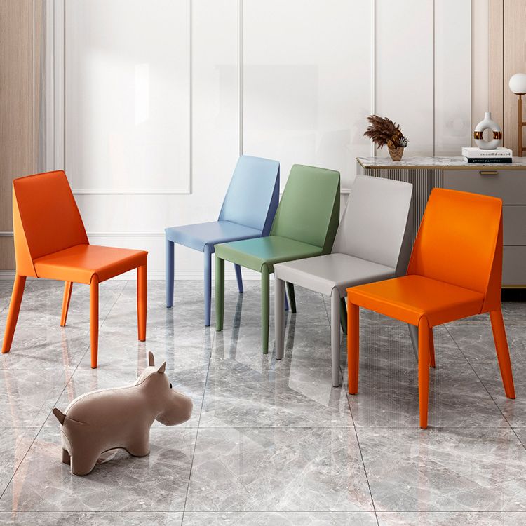 Faux Leather Armless Dining Chairs Contemporary Side Chair Set