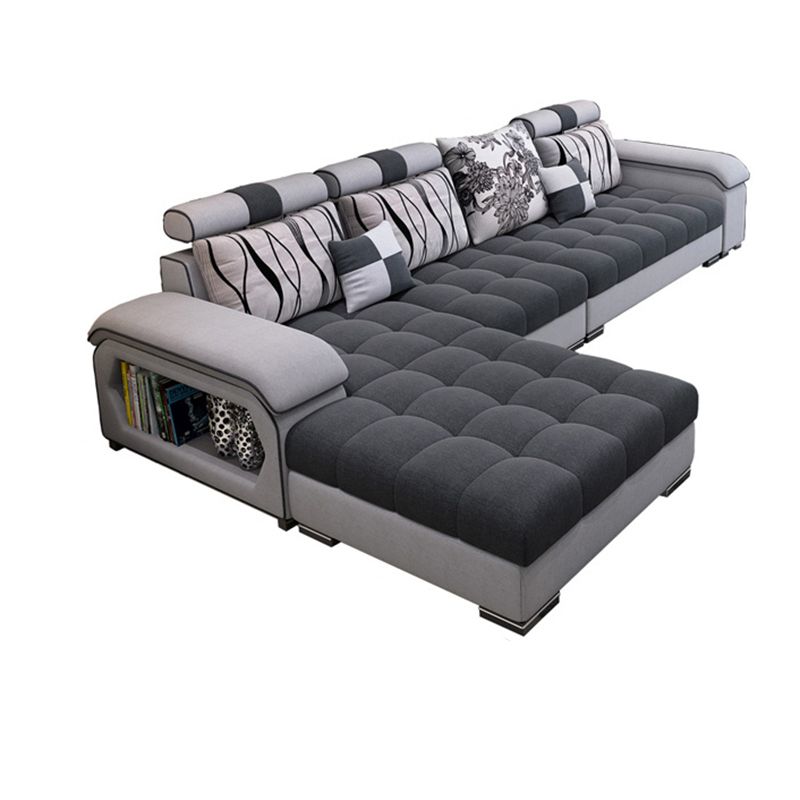 Contemporary Pillow Top Arm Sofa with Storage Adjustable Backrest Pillow Sofa
