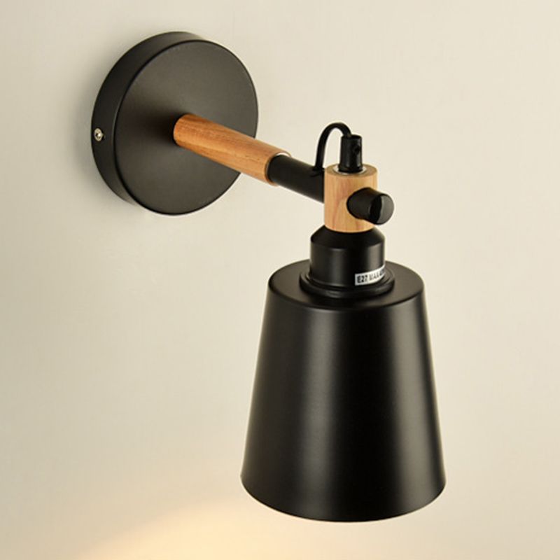Murale en métal moderne Lumière Single Light Murce Murce avec bois pour la chambre
