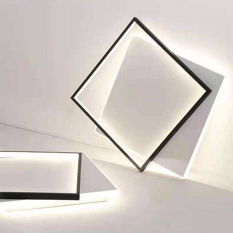 Acrylic Double Squares Flush Mount Lighting Modern Black-White LED Ceiling Flush Mount Light